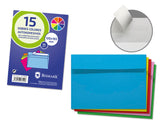 SOBRES AUTOADHESIVOS COLORES 15U | 12 UNIDADES | (POESSA BISMARK REGALO)
